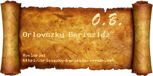 Orlovszky Beriszló névjegykártya